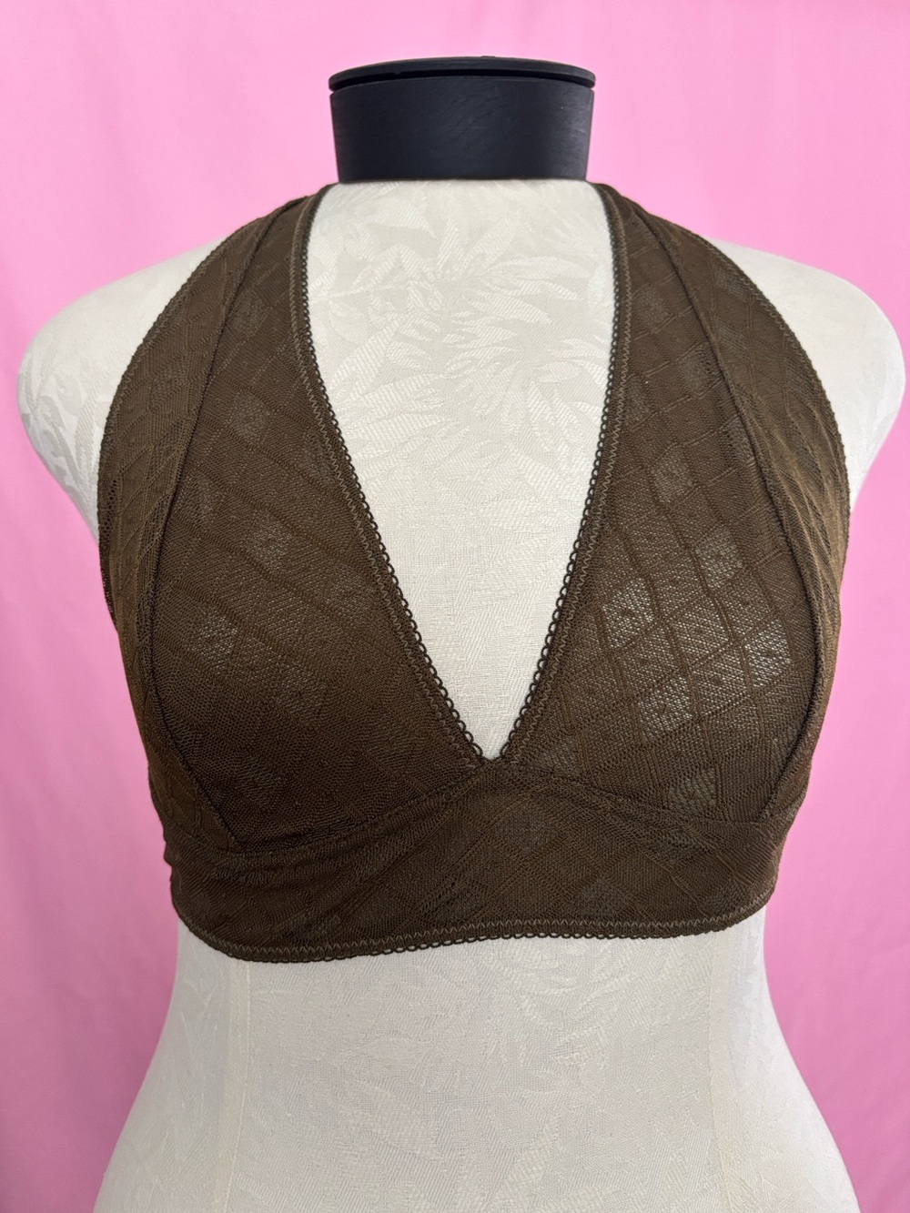 UO Olive Green Lace Halter Bralette